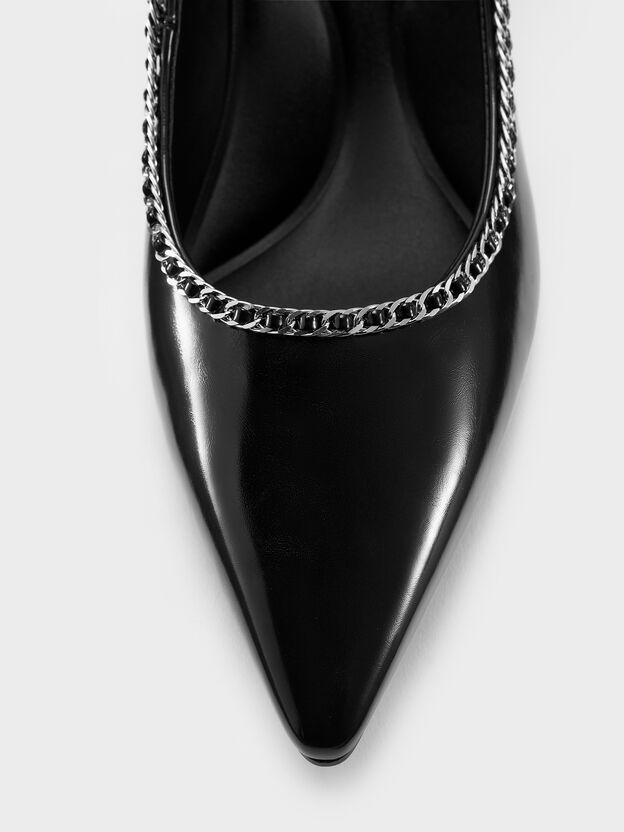 Braided-Chain Pointed-Toe Kitten Heels, Black Box, hi-res