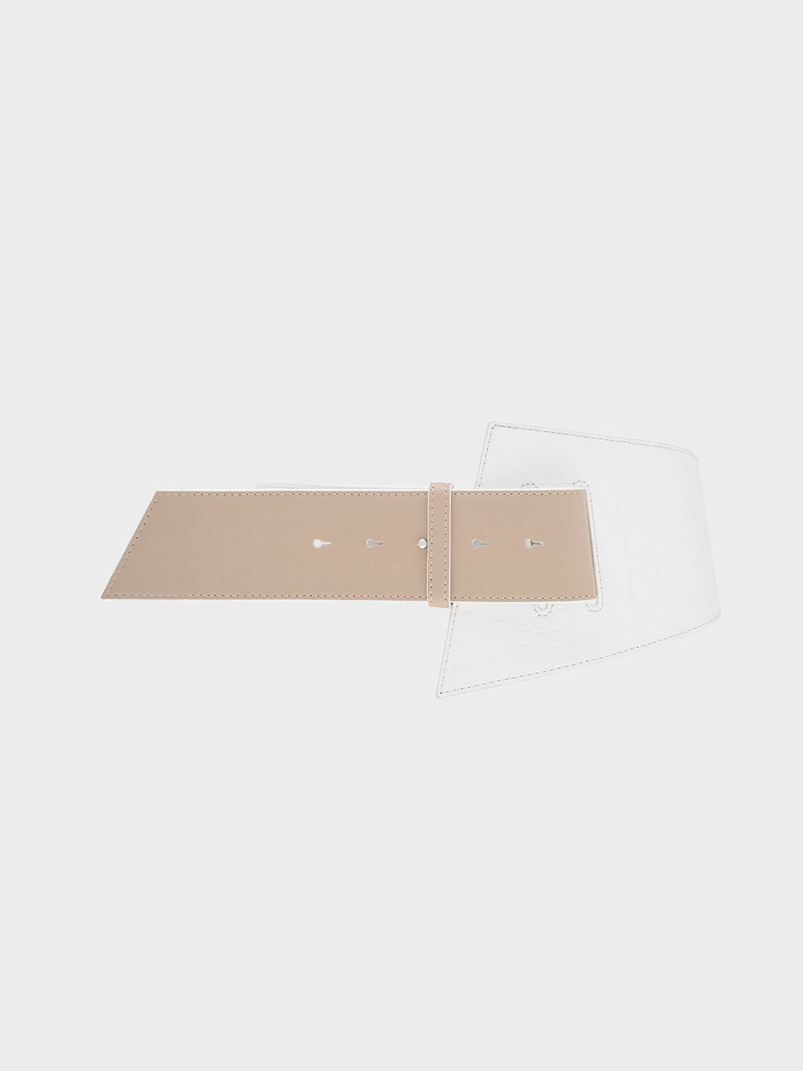 Two-Tone Asymmetric Waist Belt, White, hi-res