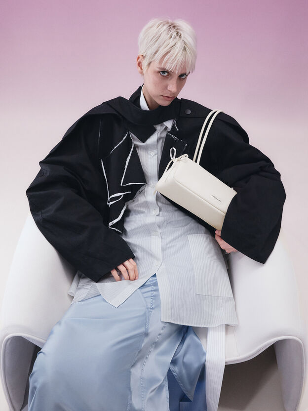 Hazel Bow Shoulder Bag, Meringue White, hi-res