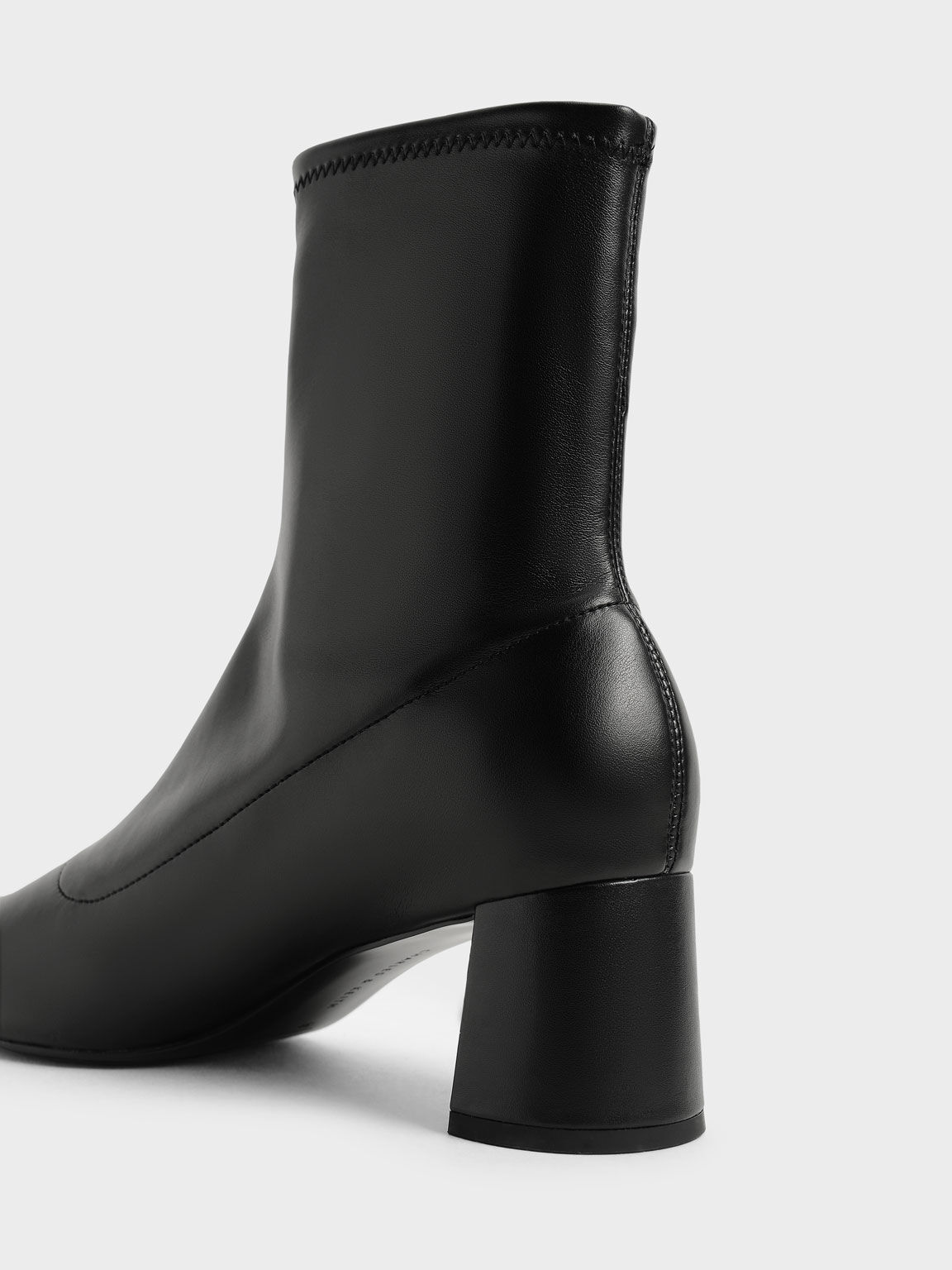 Stitch-Trim Ankle Boots, Black, hi-res