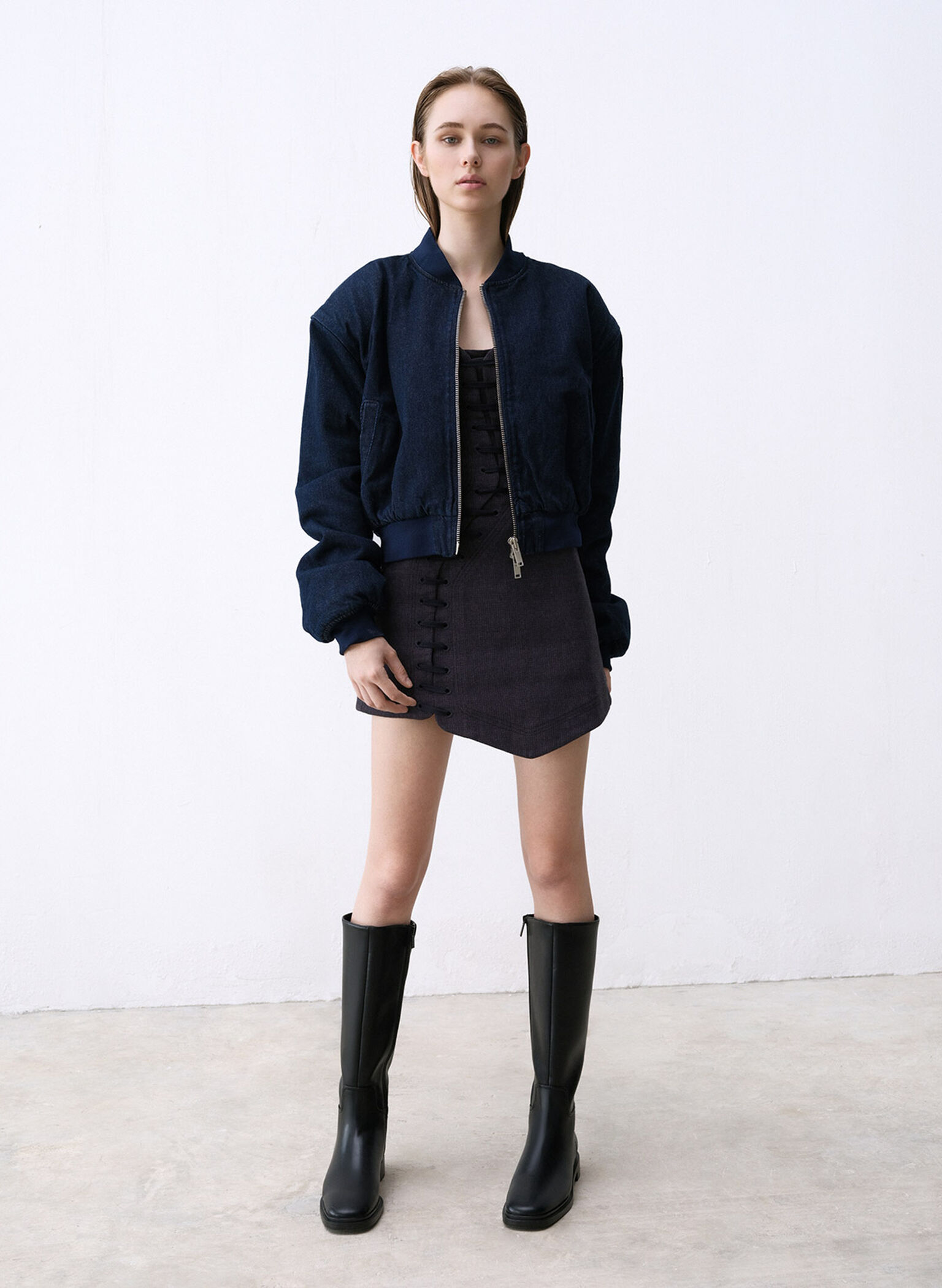 Side-Zip Knee-High Riding Boots, Black, hi-res
