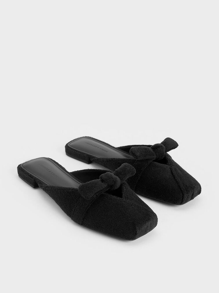 Loey Textured Knotted Mules, Black Textured, hi-res