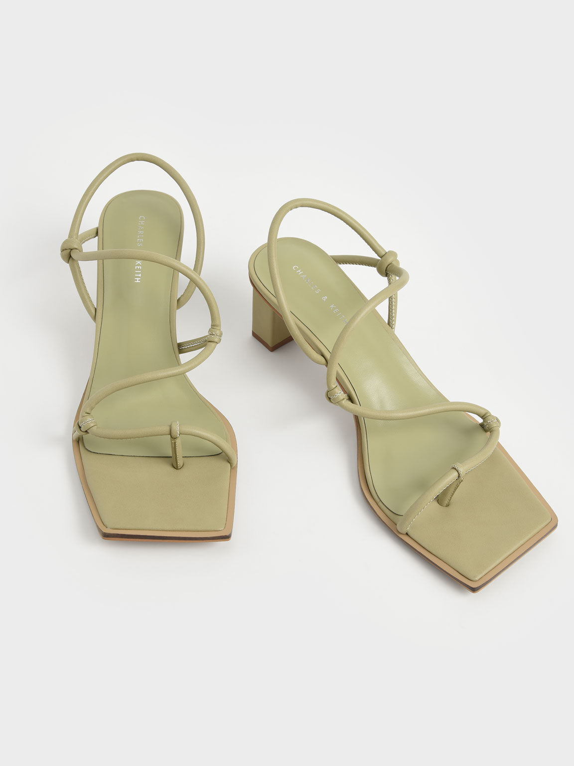 Taupe Strappy Toe Loop Heeled Sandals CHARLES KEITH International