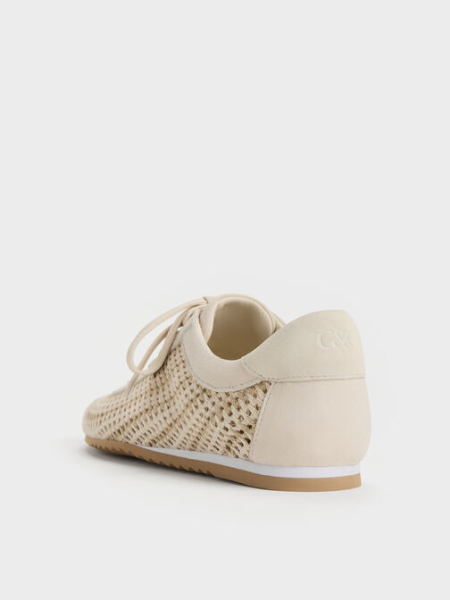 Jace Crochet & Suede Flower Sneakers, Chalk, hi-res