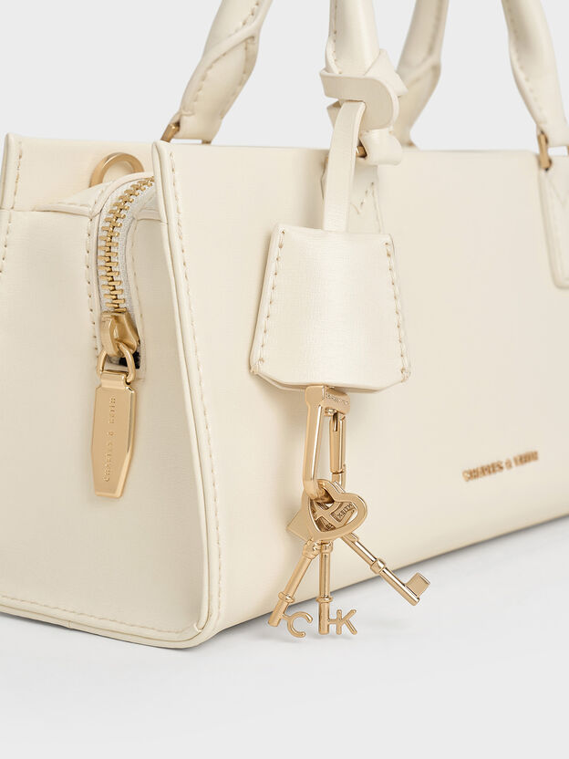 Mini bolso tote Kerry, Crema, hi-res
