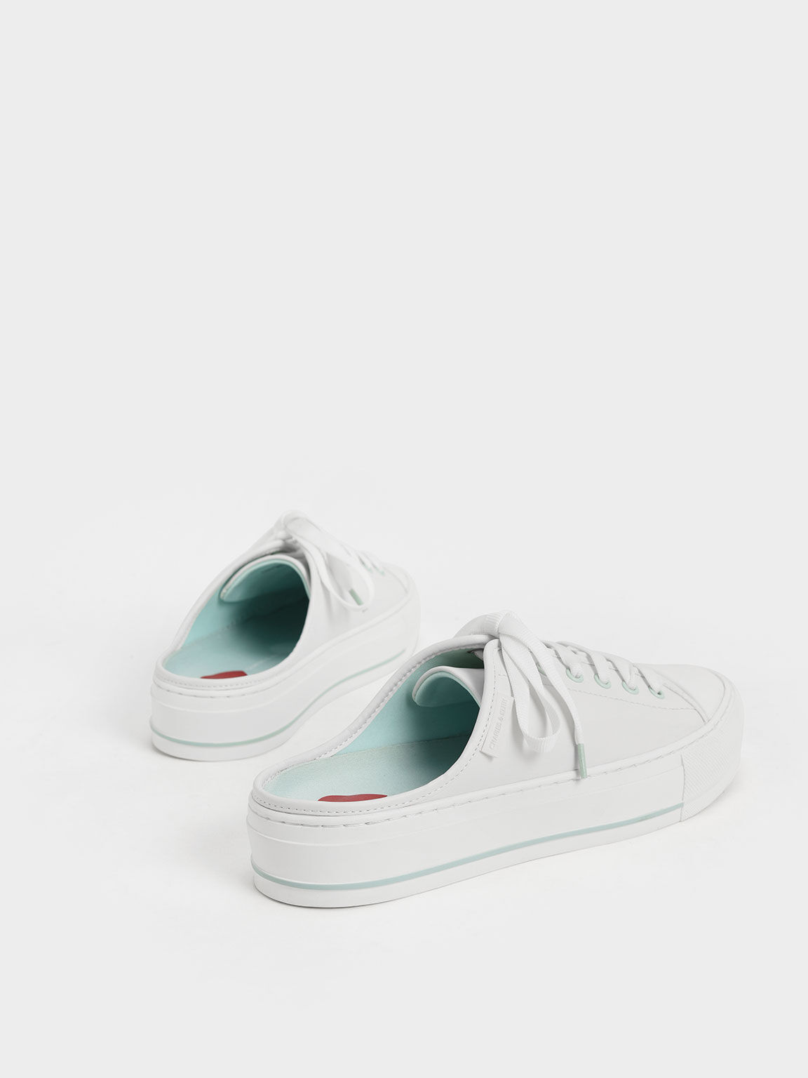 Sylar Heart-Motif Sneaker Mules, Mint Green, hi-res