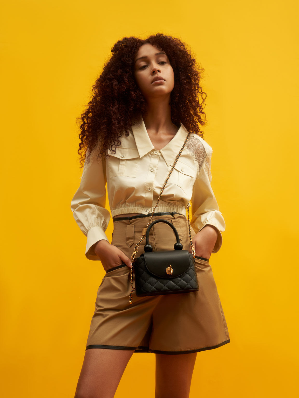 Top Handle Circle Bag, Negro, hi-res
