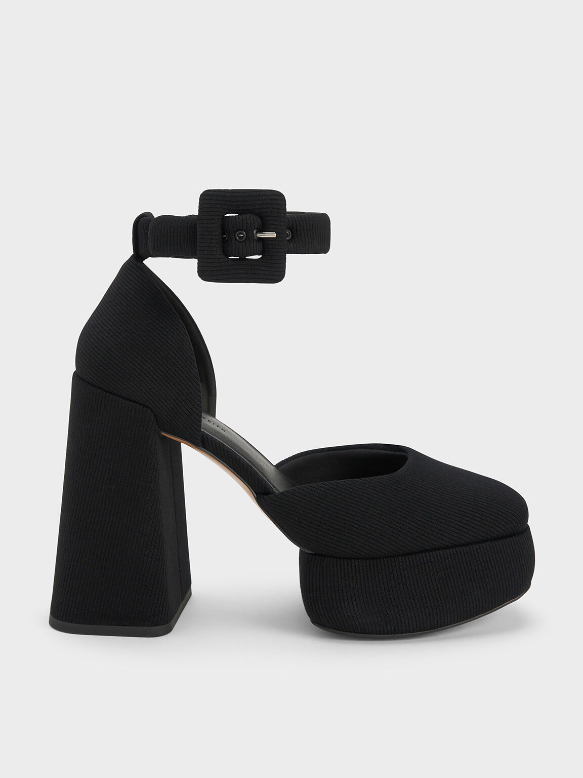 Sinead Woven Buckled D'Orsay Platform Pumps, Black, hi-res