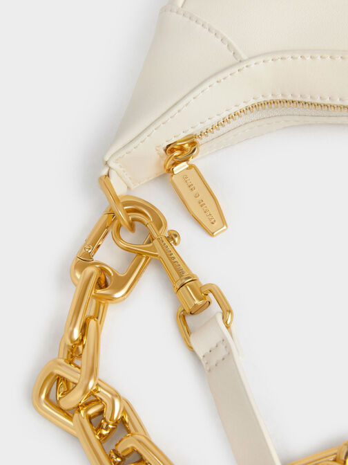 Shalia Chain-Handle Moon Bag, Cream, hi-res