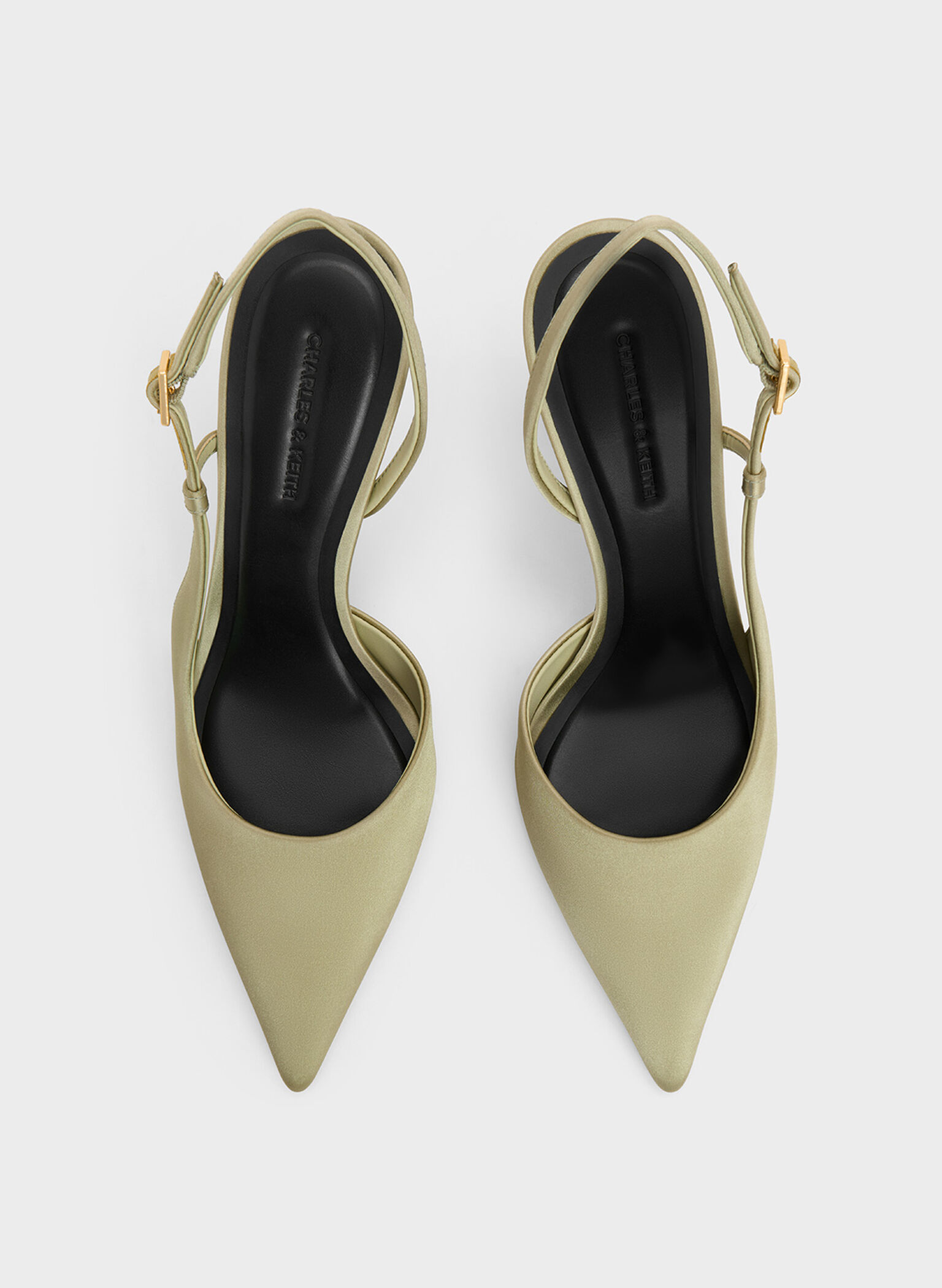 Wynn Recycled Polyester Pointed-Toe Sculptural-Heel Slingback Pumps, Green, hi-res