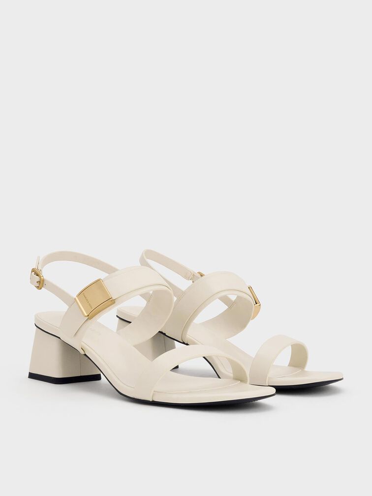 Sandalias de tacón Yvette de doble correa, Blanco tiza, hi-res