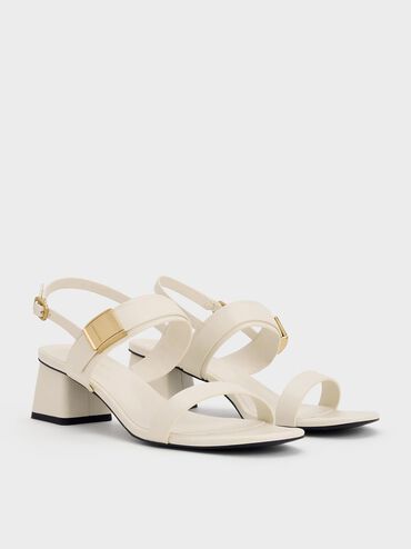 Sandalias de tacón Yvette de doble correa, Blanco tiza, hi-res