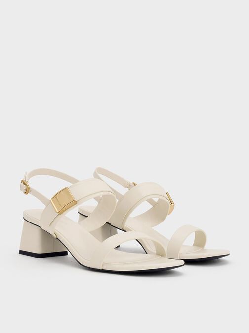 Yvette Double-Strap Heeled Sandals, Chalk, hi-res