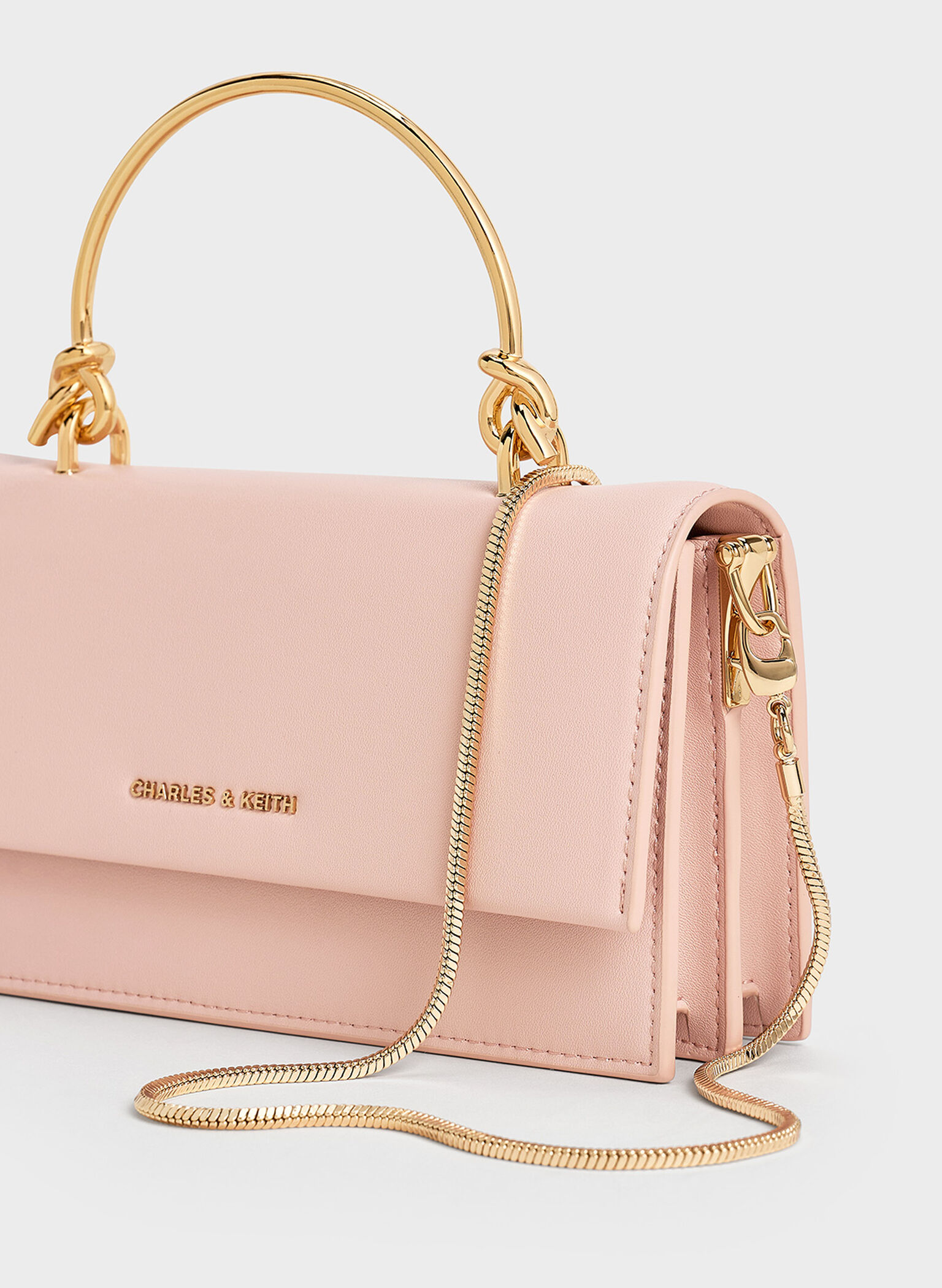 Kristine Sculptural-Handle Long Wallet, Light Pink, hi-res
