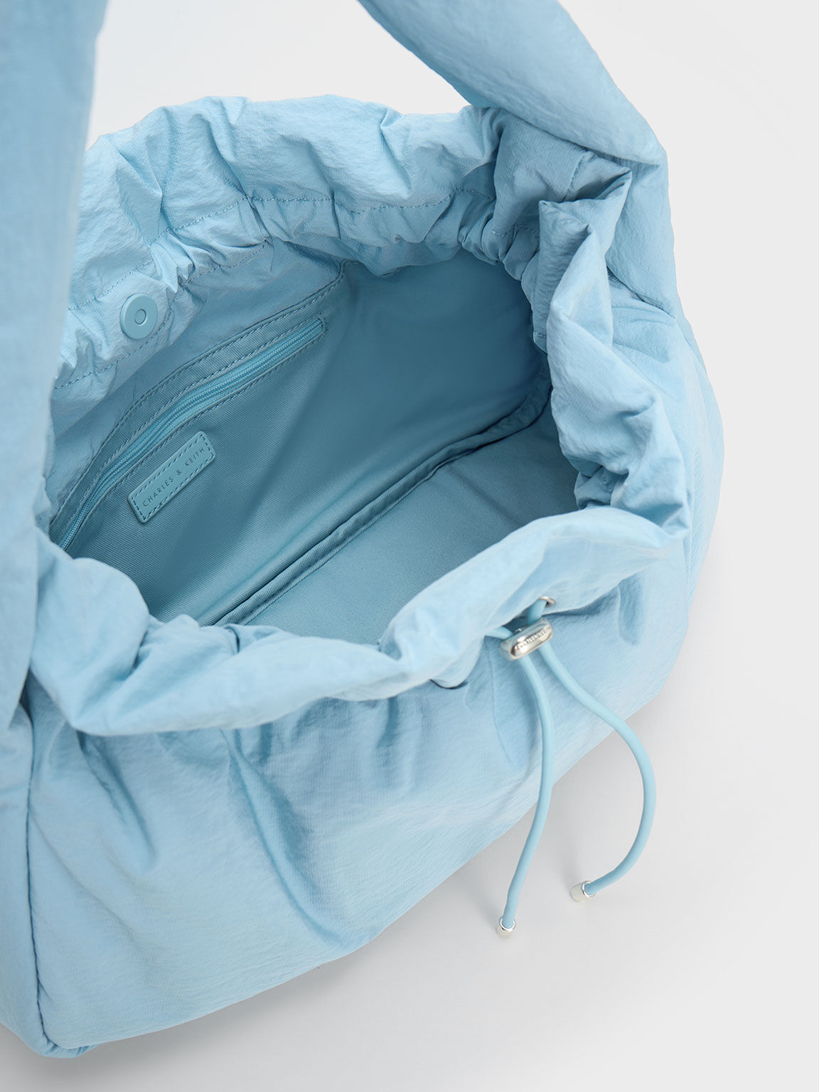 Ruched Hobo Bag, Light Blue, hi-res