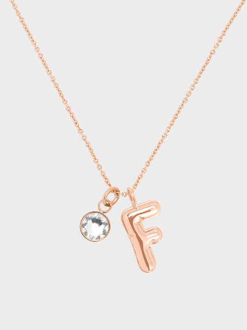 Alphabet 'F' Charm, Rose Gold, hi-res