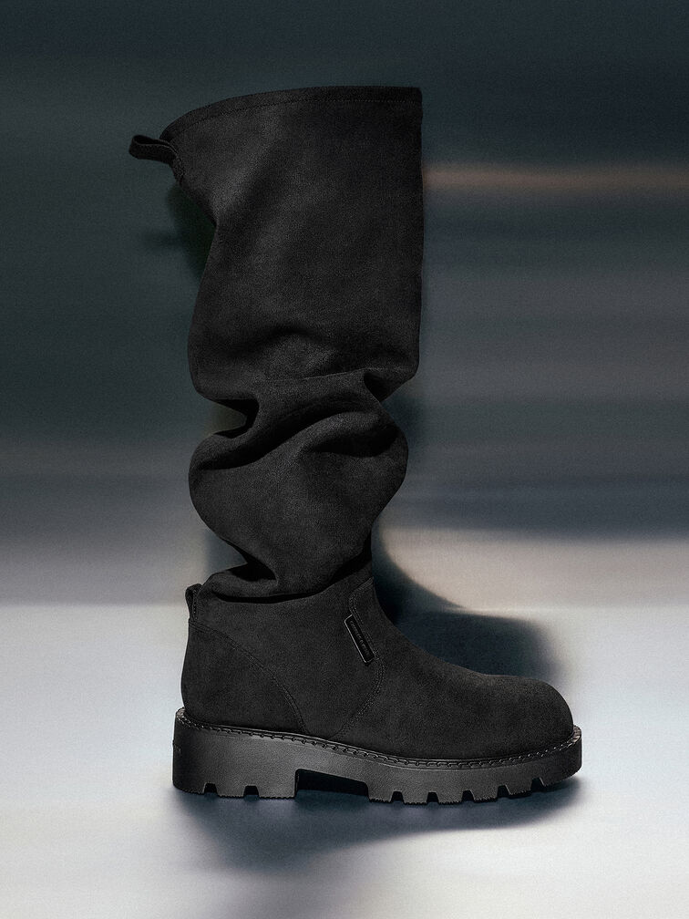 Camilla Faux Suede Thigh-High Boots, Black Textured, hi-res