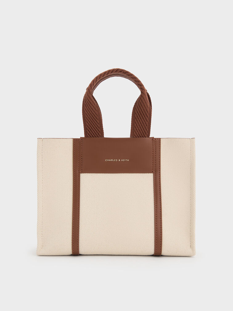 Mini Shalia Canvas Tote Bag, Beige Canvas, hi-res