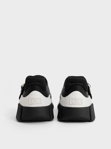 Yunna Leather & Recycled Fabric Mary Jane Sneakers, Black, hi-res
