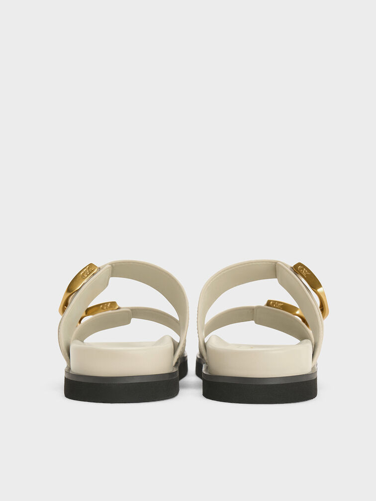 Gabine Buckled Leather Slides, Chalk, hi-res