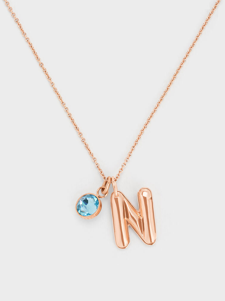 Alphabet 'N' Charm, Rose Gold, hi-res