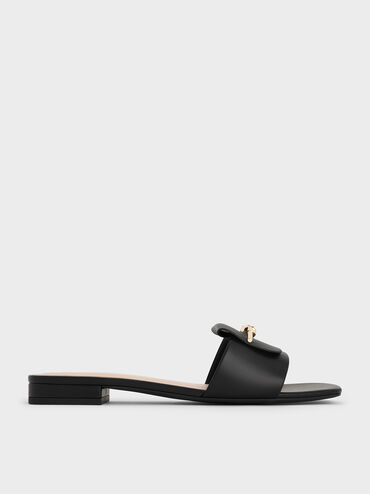 Sandalias con detalle de nudo, Negro, hi-res