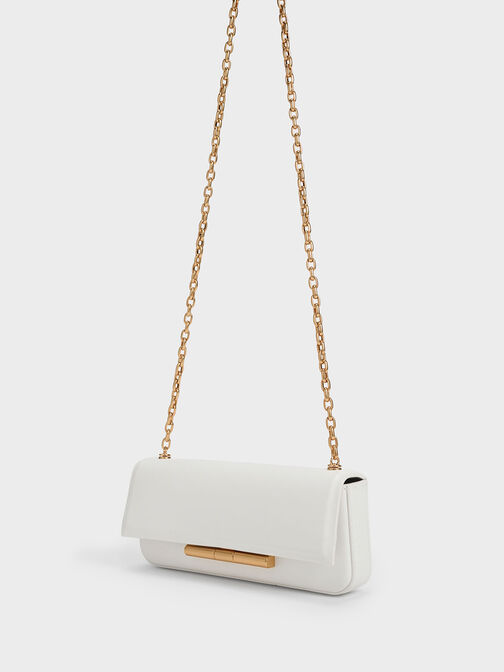 Cesia Chain Strap Bag, White, hi-res