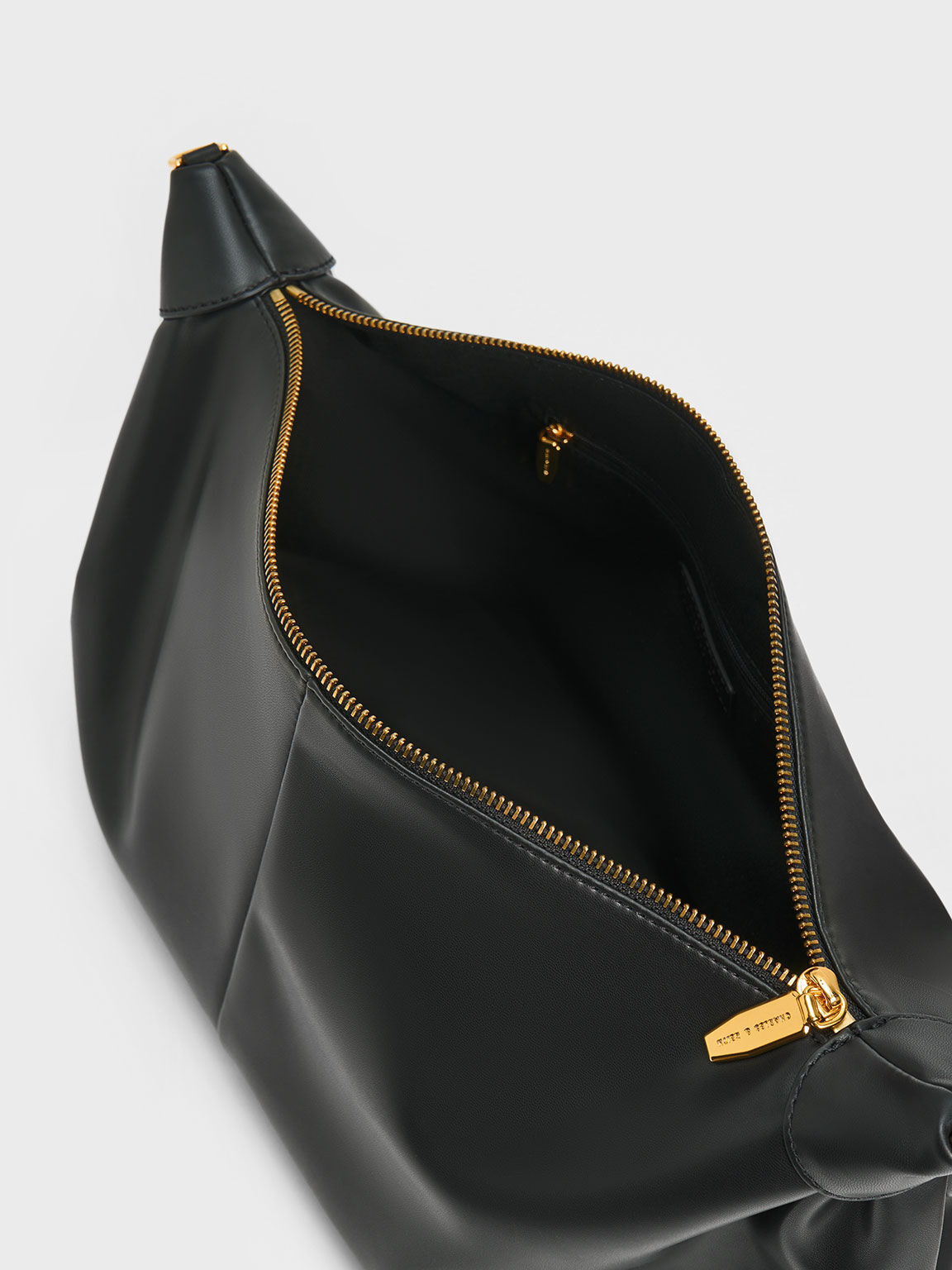 Bolso hobo grueso con eslabones de cadena, Negro, hi-res