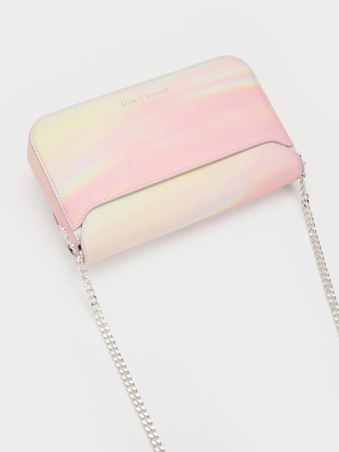 Merial Metallic Accent Swirl-Print Clutch, Pearl, hi-res