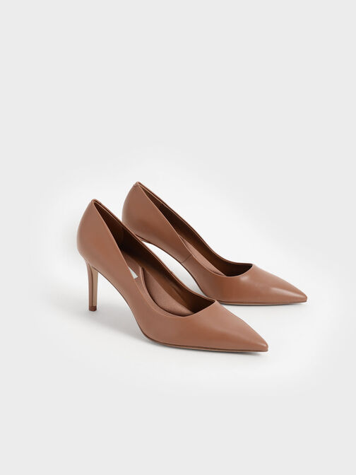 Emmy Pointed-Toe Stiletto Pumps, Brown, hi-res