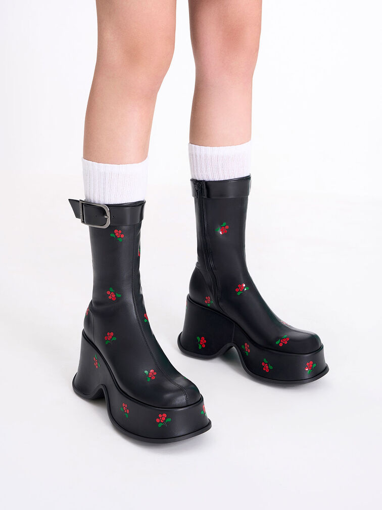 Carlisle 釦環厚底短靴, 黑色特別款, hi-res
