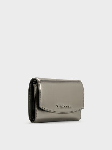 Briony Crinkle-Effect Curved Flap Wallet, Pewter, hi-res