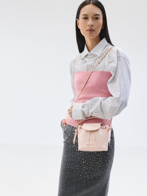 Dalia Bow Top Handle Bag, Soft Pink, hi-res
