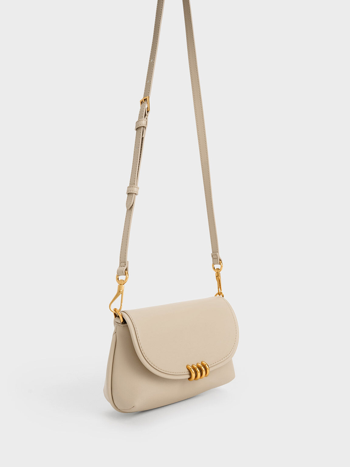 Osiris Metallic Accent Curved Bag, Beige, hi-res