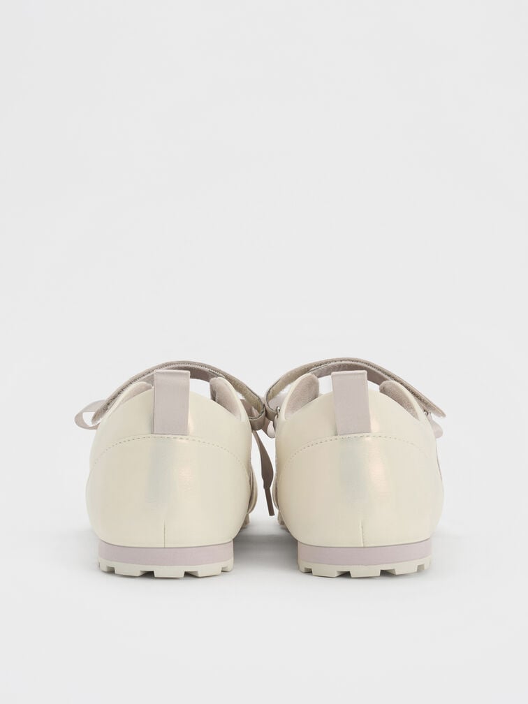 Silko Pearlescent Satin-Lace Ballet Sneakers, Chalk, hi-res