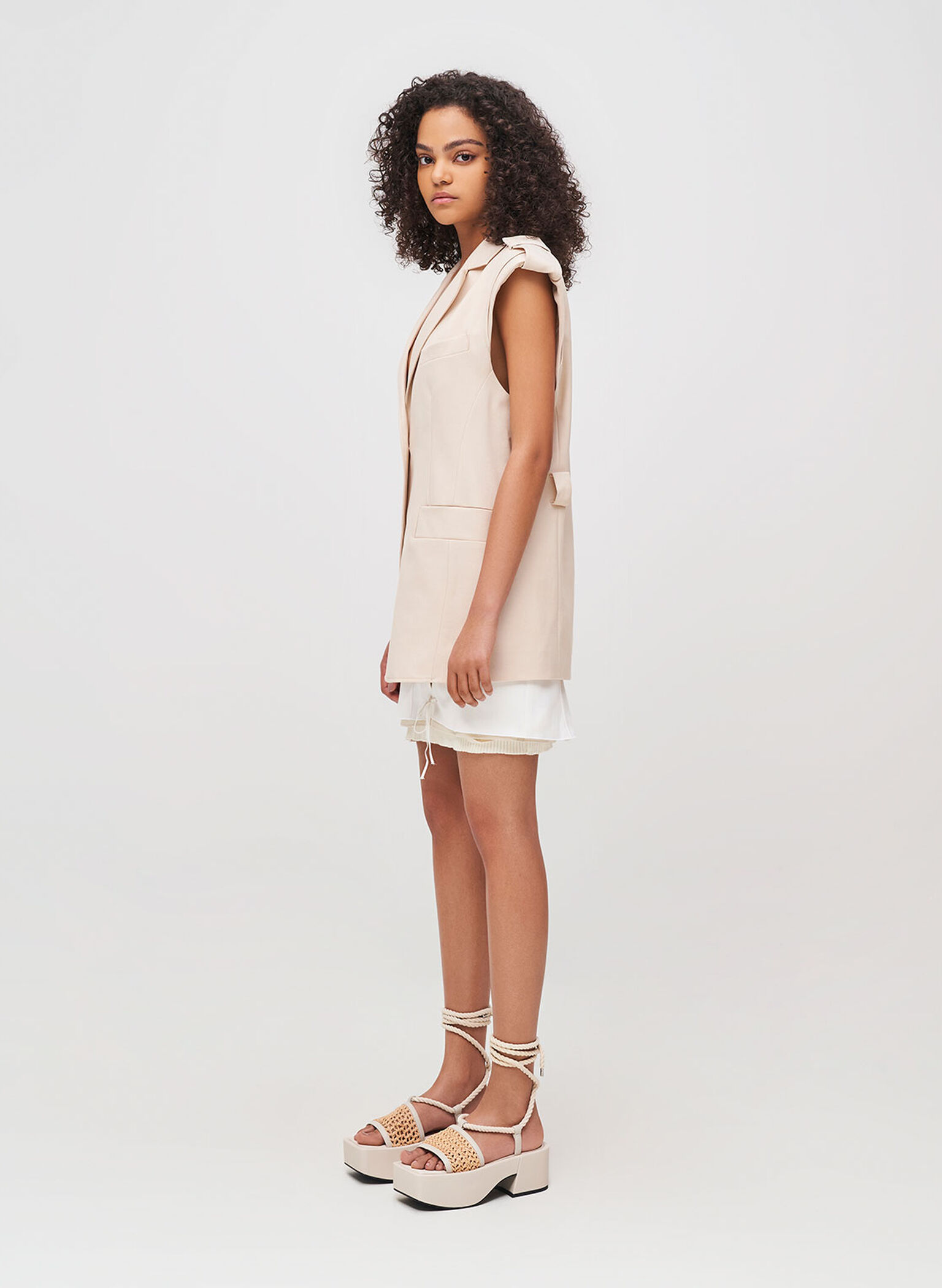 Micah Raffia & Leather Tie-Around Flatforms, Chalk, hi-res