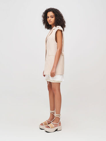 Micah Raffia & Leather Tie-Around Flatforms, Chalk, hi-res
