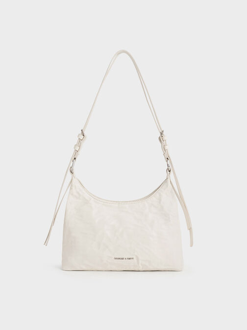 Lark Crinkle-Effect Hobo Bag, Cream, hi-res