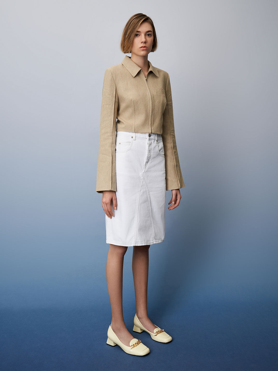 Chain-Link Patent Loafers, Butter, hi-res