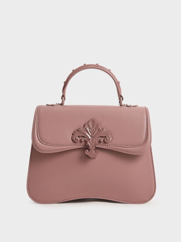 Meriah Studded Top Handle Bag, Mauve, hi-res