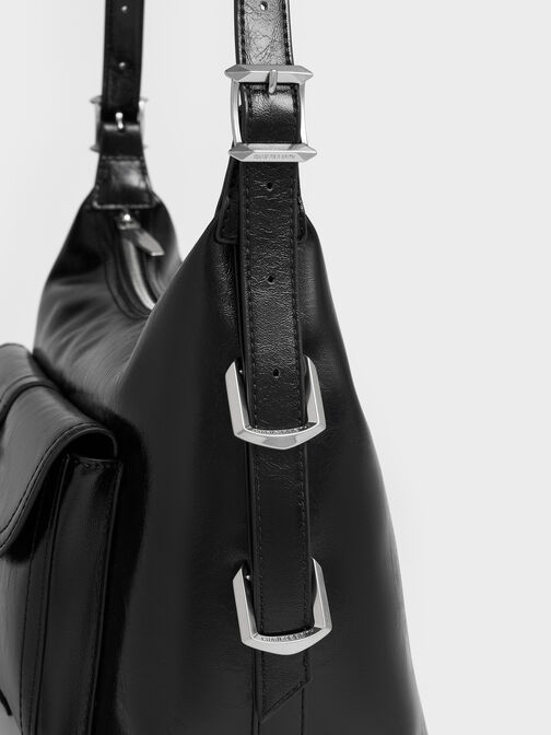 Bryna Belted Hobo Bag, Noir, hi-res