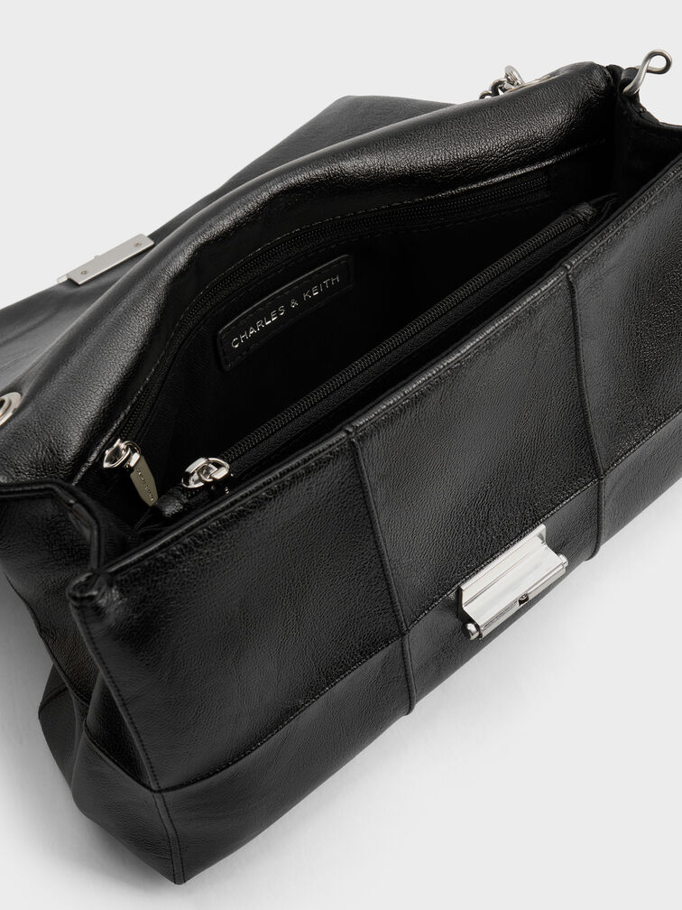 Delfina Quilted Chain-Strap Shoulder Bag, Black, hi-res