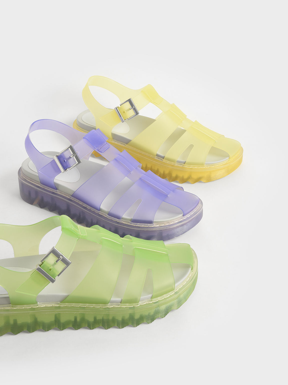 Translucent Caged Sandals, Purple, hi-res