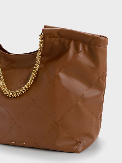 Bolso tote de asa trenzada, Marrón chocolate, hi-res