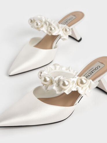 Blythe Bead Embellished Satin Pumps, White, hi-res