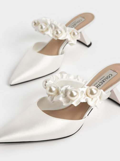 Blythe 珍珠緞面穆勒鞋, 白色, hi-res