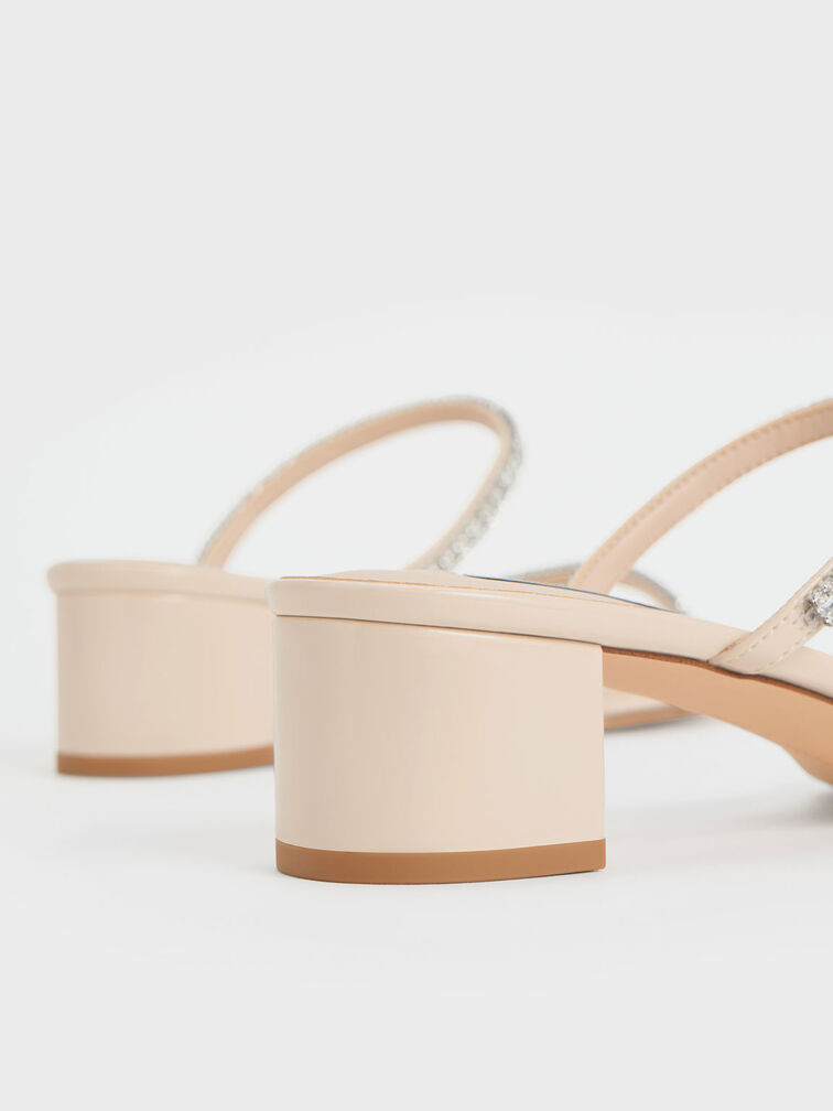 Ambrosia Gem-Embellished Mules, Cream, hi-res