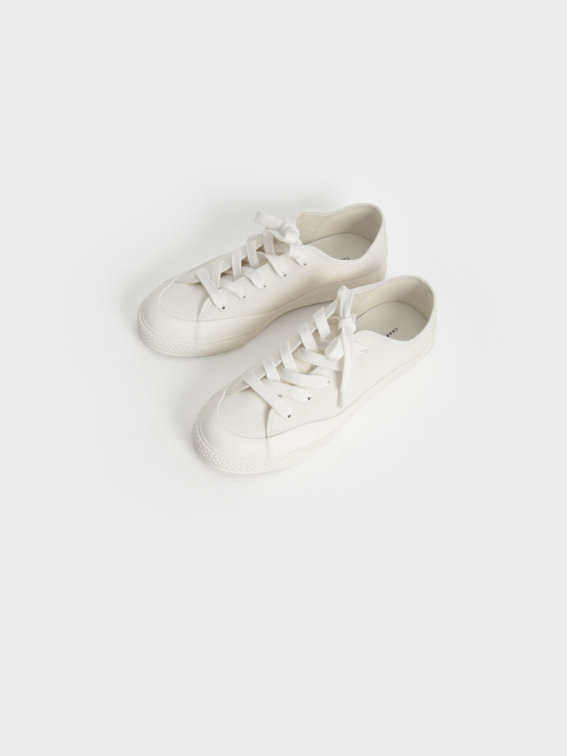 Chalk Organic Cotton Low-Top Sneakers - CHARLES & KEITH SG