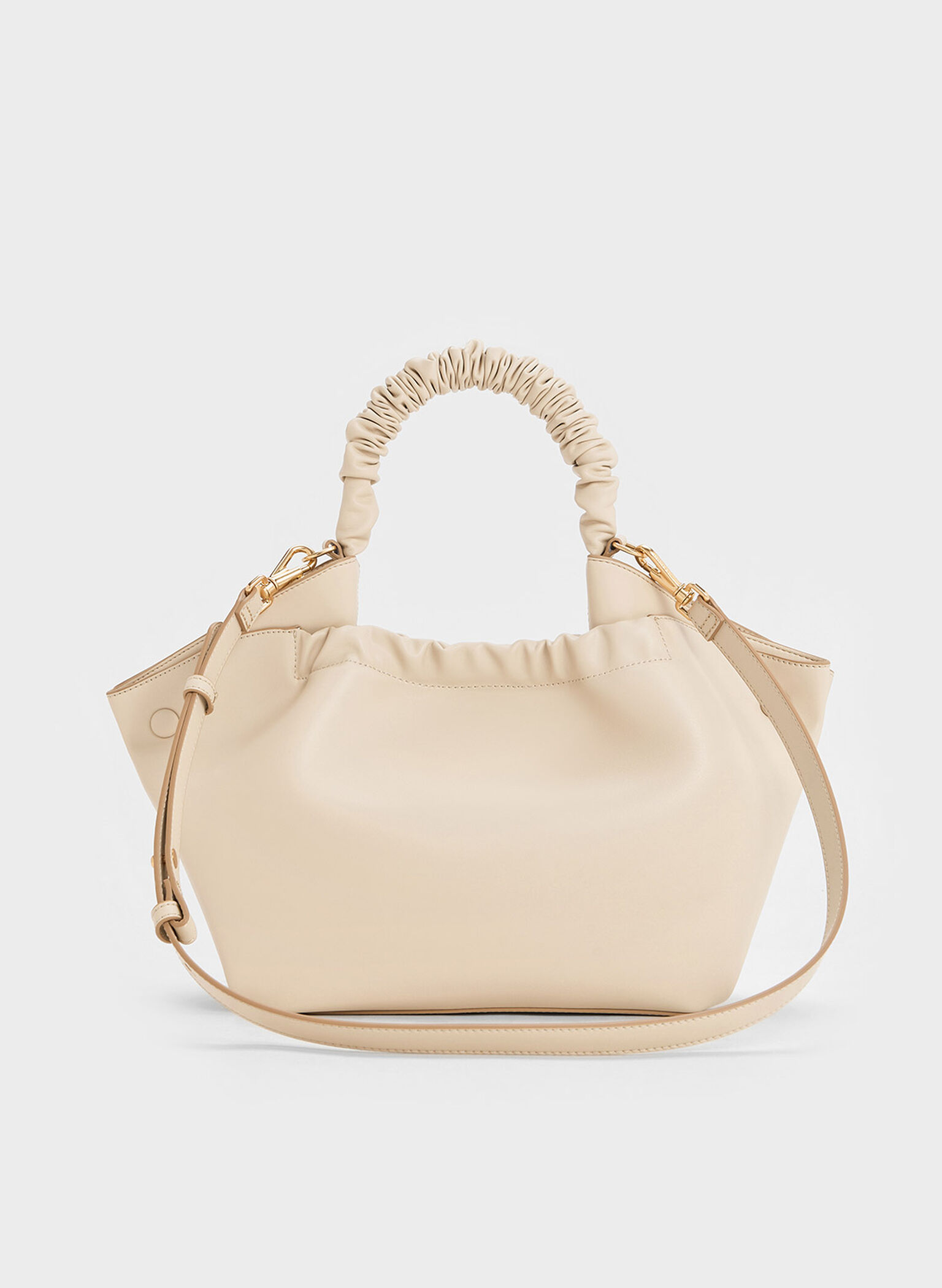 Eve Ruched-Handle Tote Bag, Beige, hi-res