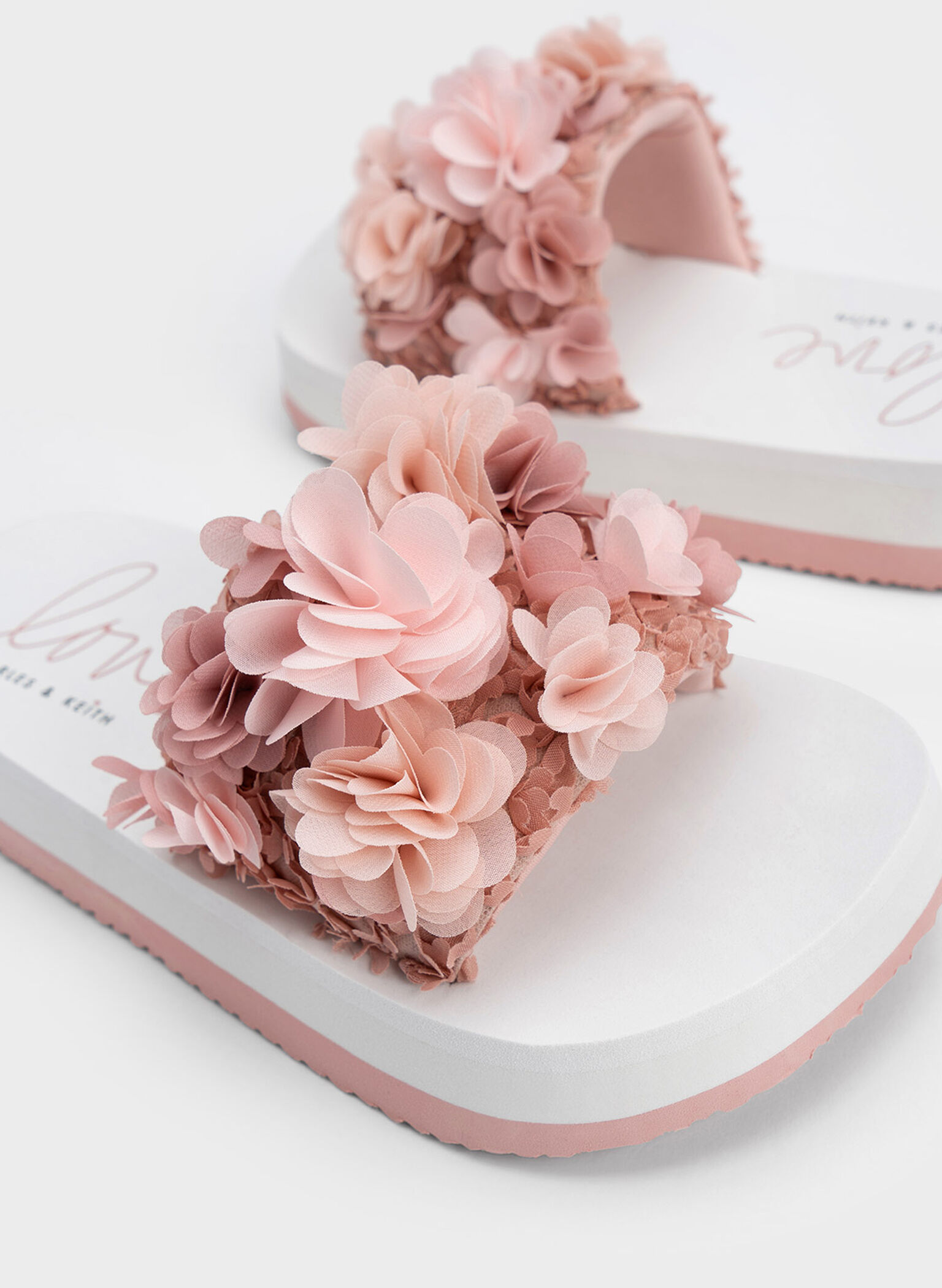 Floral Mesh Flatform Sandals, Blush, hi-res